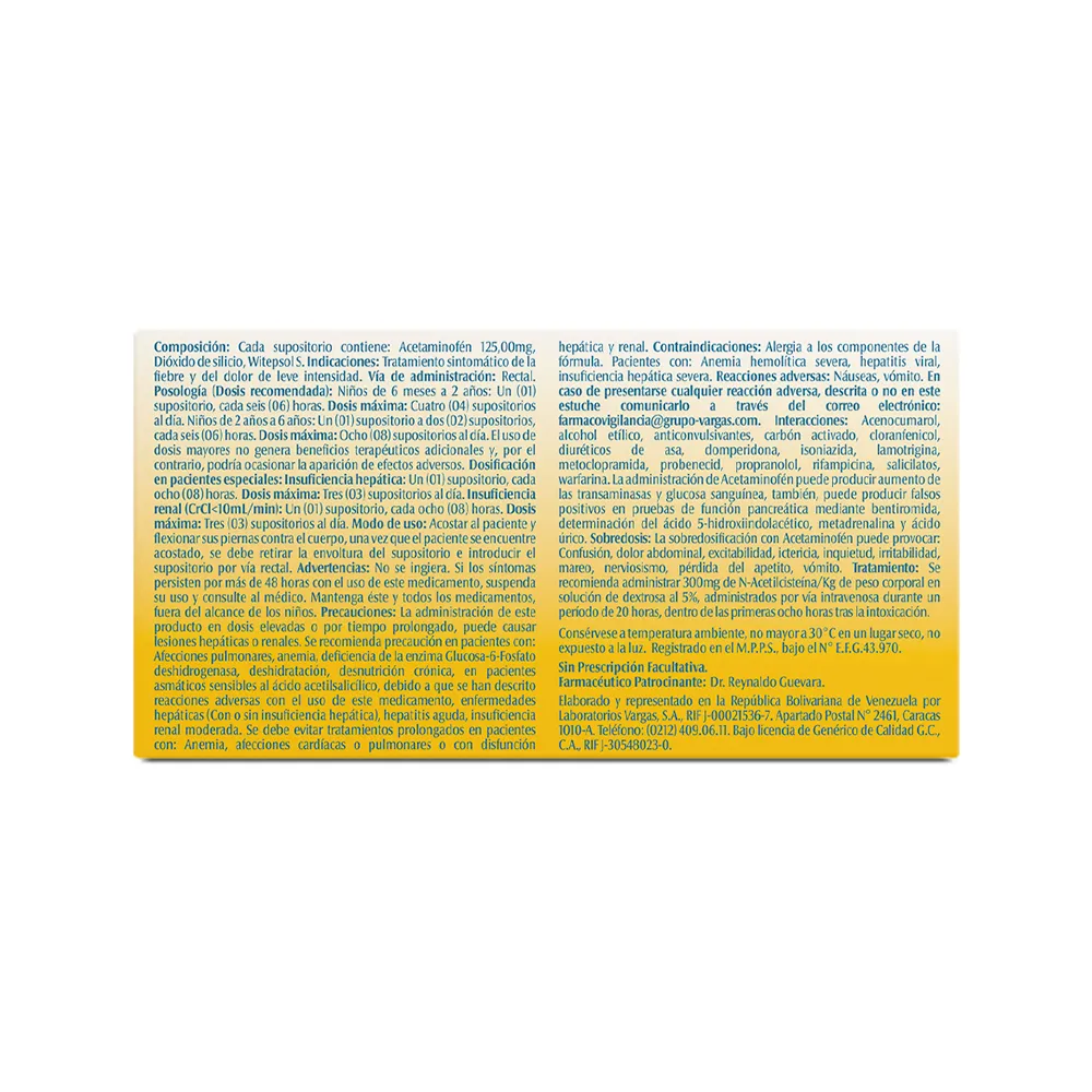 ACETAMINOFÉN 125mg SUPOSITORIOS “USO PEDIÁTRICO” - Image 4