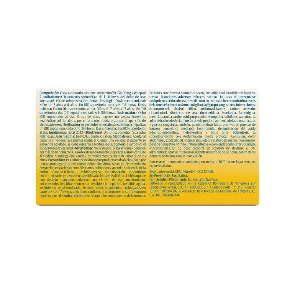 ACETAMINOFÉN 250mg SUPOSITORIOS “USO PEDIÁTRICO” - Image 4