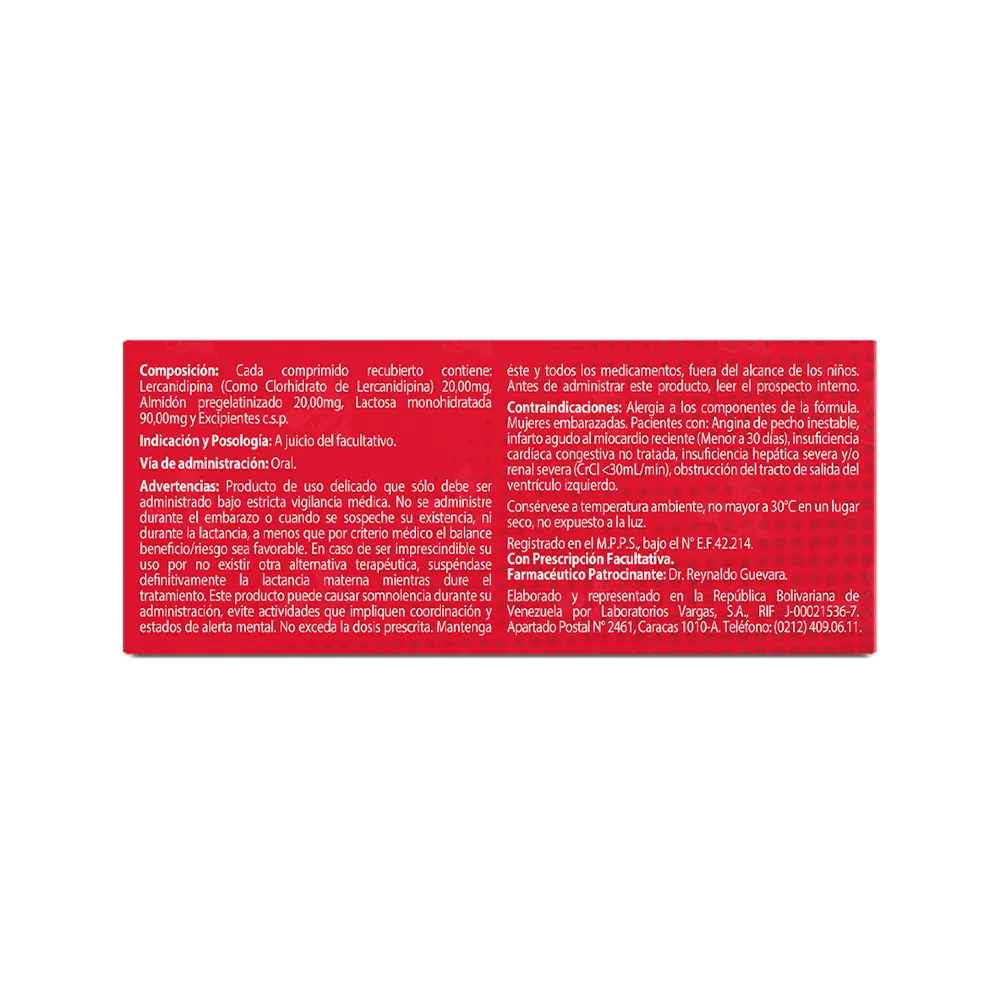 DIHIDROLIP® 20mg COMPRIMIDOS RECUBIERTOS Clorhidrato de Lercanidipina - Image 3