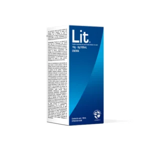 Lit 16g-6g/100mL Enema de Fosfato de Sodio, envase de solución rectal para adultos, utilizado para el alivio del estreñimiento severo y la limpieza del colon antes de exámenes o cirugías.