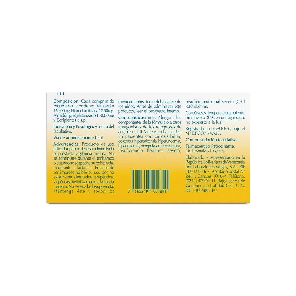 VALSARTÁN CON HIDROCLOROTIAZIDA 160mg-12,5mg COMPRIMIDOS RECUBIERTOS - Image 3